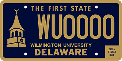 WilmU License Plate