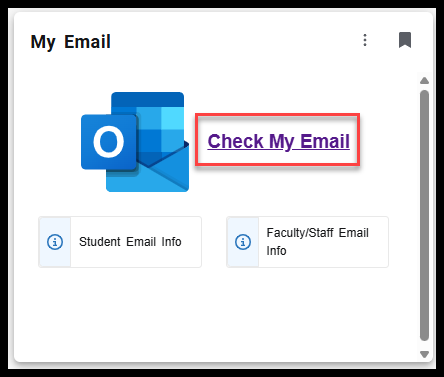Shows the My Email module within the MyWilmU system, which is used to access one's university-provided email