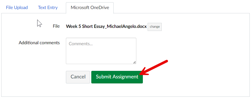 OneDrive Submission Button