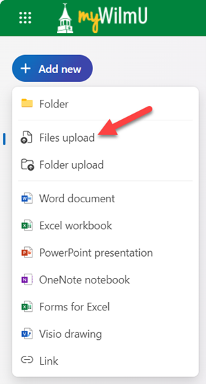 OneDrive New File Upload Options