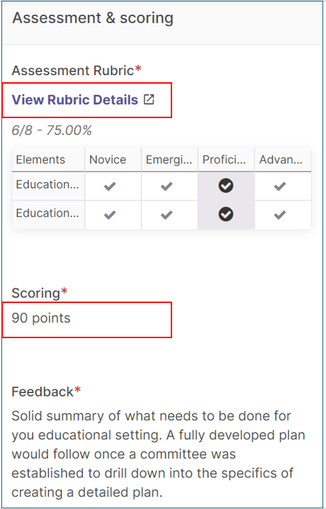 Student Learning &amp; Licensure Assessment Rubric