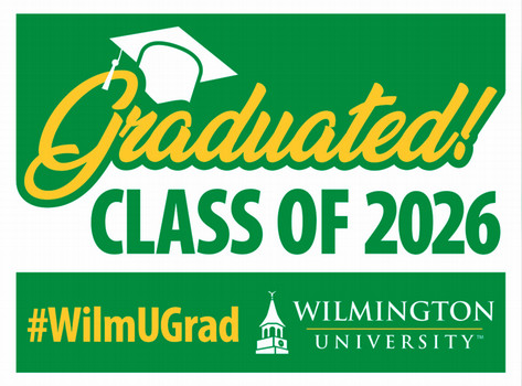 WilmU Grad 2026 Yard Sign; Graduated text