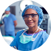 Nurse anesthesiologist in surgical setting.