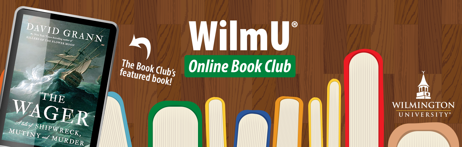 book club banner image with logo showing the featured book cover