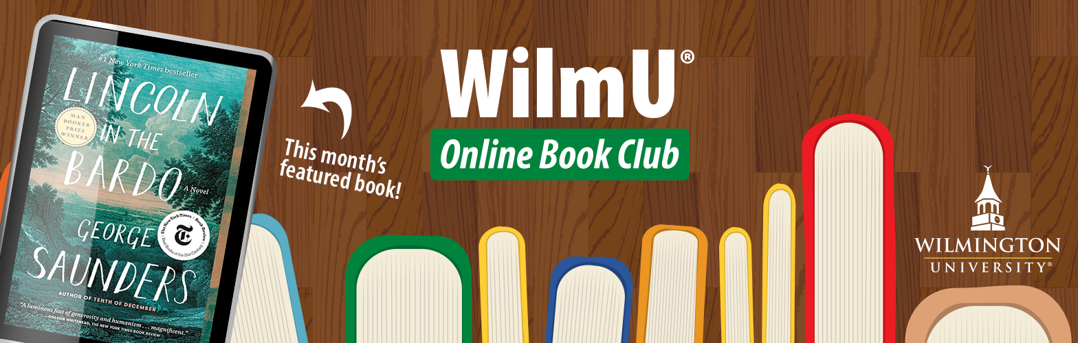 book club banner image with logo showing the featured book cover