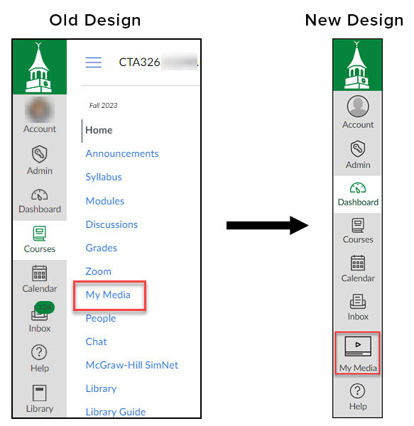 Comparison of old and new Kaltura designs