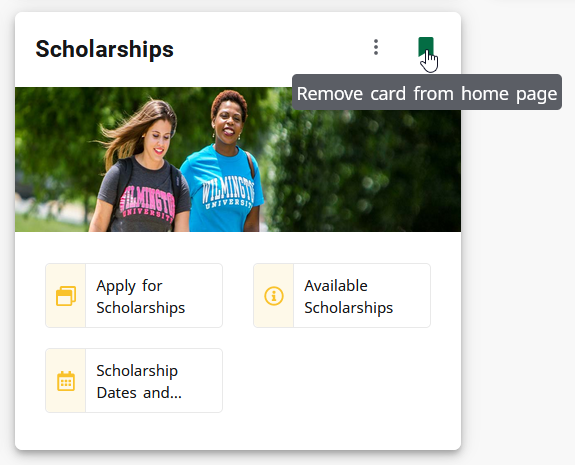 MyWilmU Card Remove from home page