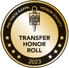 Golden badge with the words Transfers Honor Roll